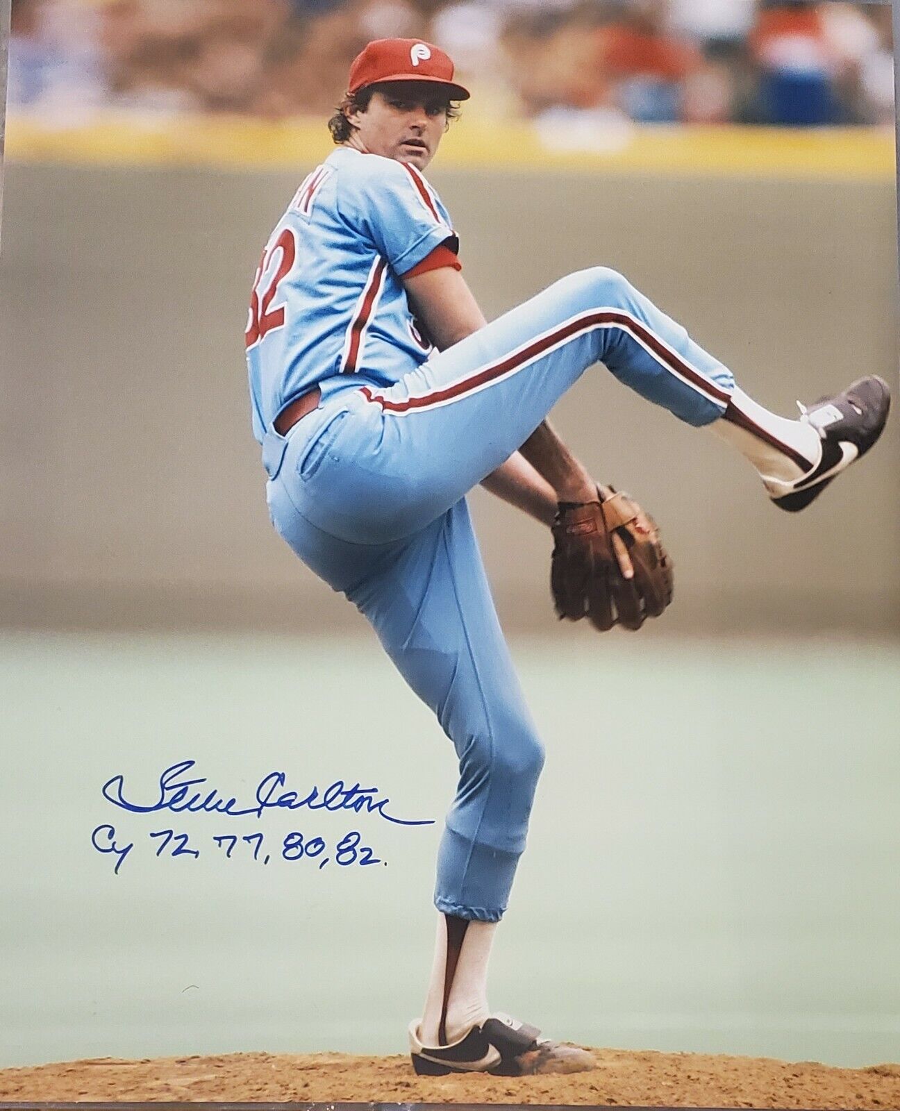 Autographed 16X20 STEVE CARLTON 4 CY's Philadelphia Phillies Photo Poster painting - COA