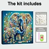 DIY Pearl Painting Elephant Herd with Frame for Home Wall Decor(25x25cm)