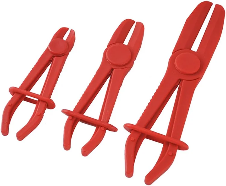 OBTANIM 3 Pack Plastic Hose Pinch Off Pliers Line Clamp Pliers Set Tool for Automotive Flexible Hoses, Gas Lines Radiator Brake Coolant and Fuel Lines (Red)