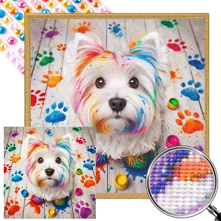 Dog - Full Round(Partial AB Drill) - Diamond Painting(45*45cm)