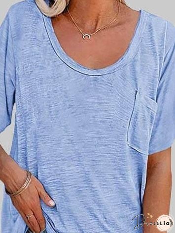 Solid Color Ribbed Knit T-Shirt