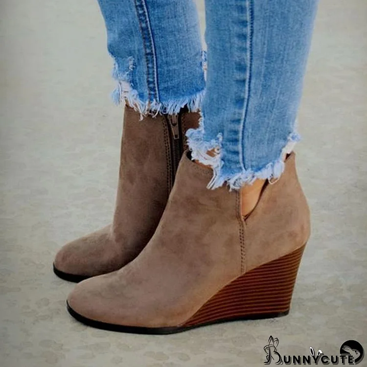 Side Slit Wedge Booties