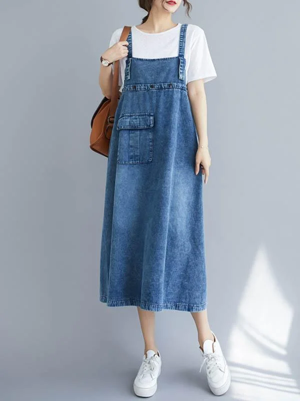 Original Solid Denim Strapless Dress