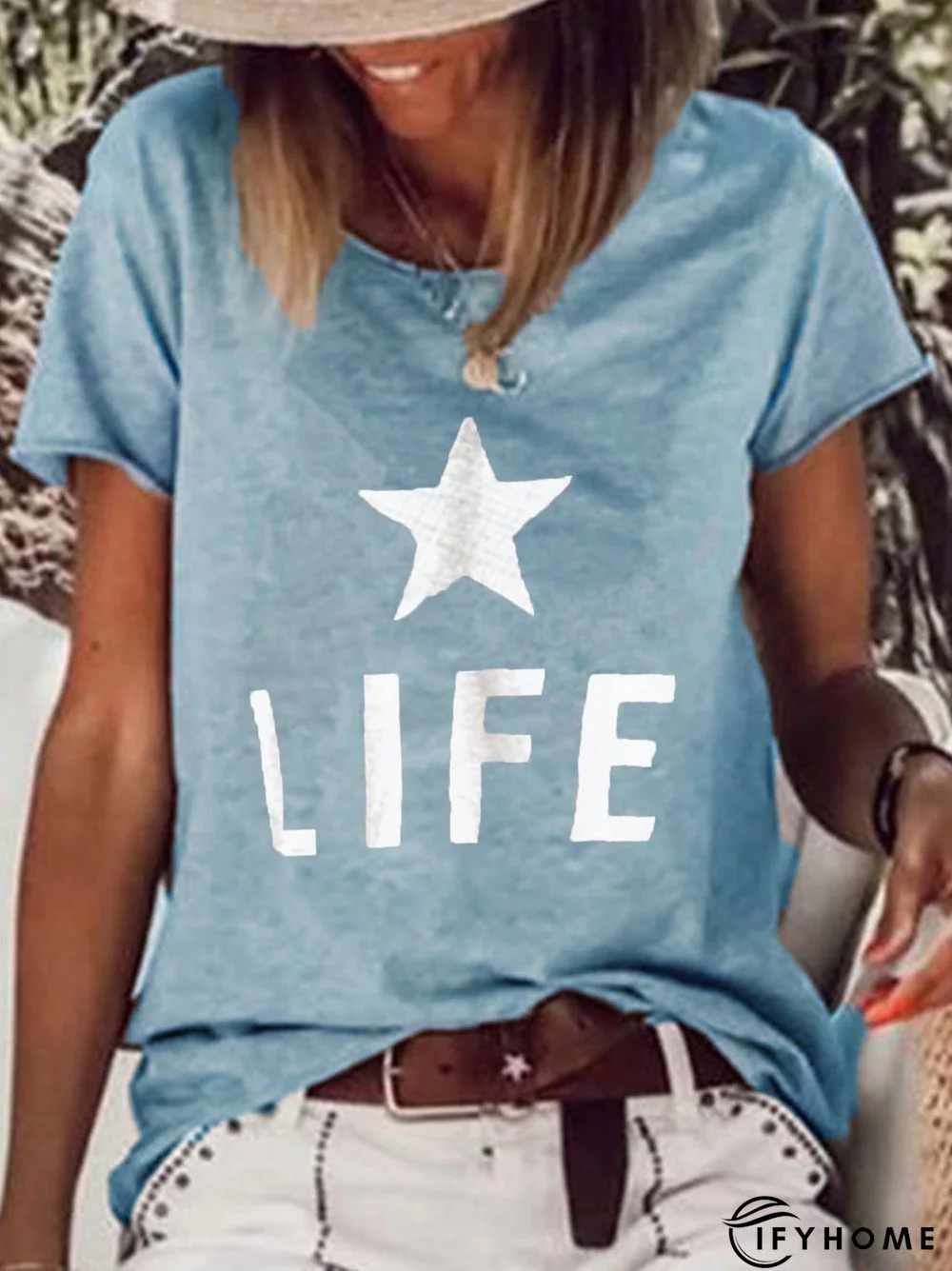 Letter Cotton-Blend Casual T-shirt | IFYHOME