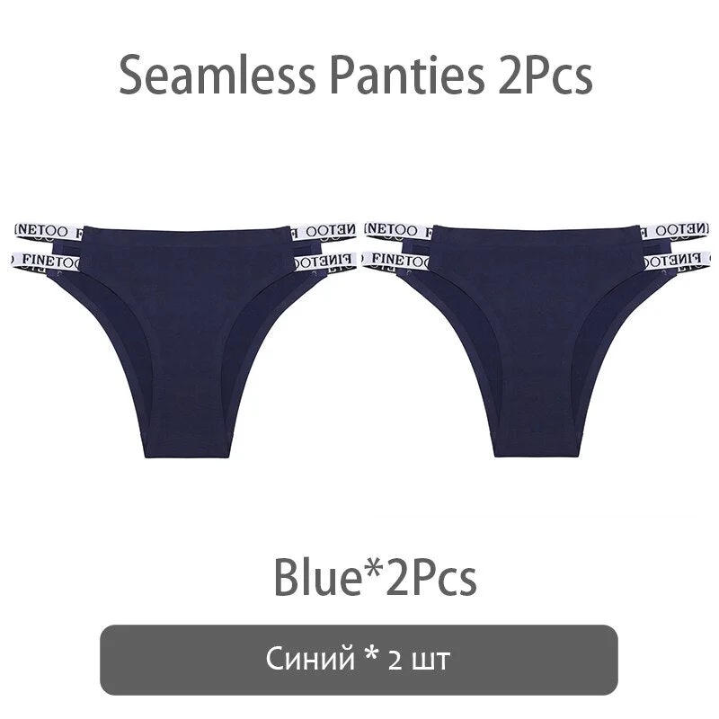 FINETOO Sexy Brazilian Panties Women Seamless Thongs M-XL Ladies Soft Underpants Smooth Letter Underwear Female Lingerie 2021