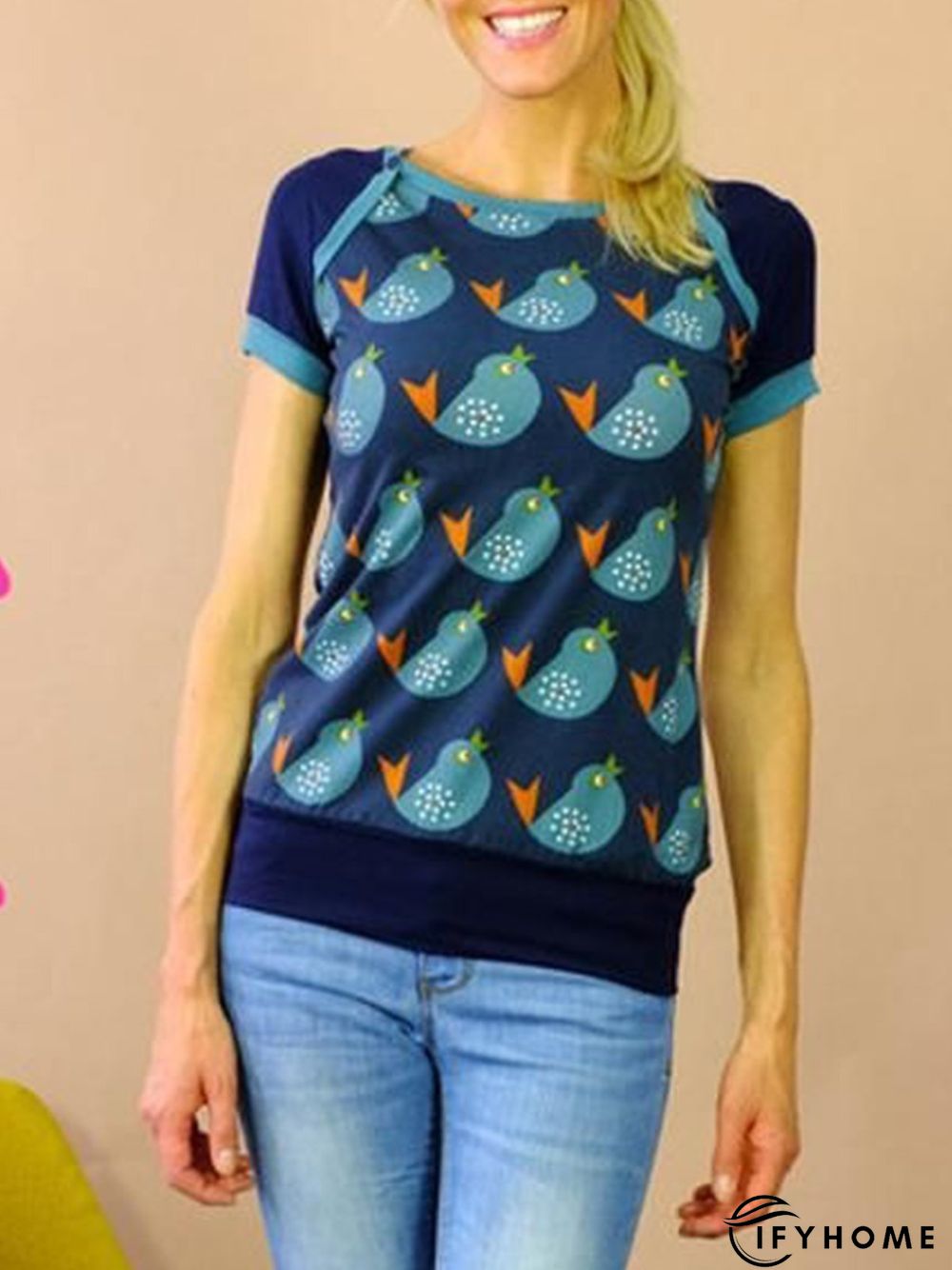 Statement Vintage Printed Short Sleeve Plus Size Casual Tops | IFYHOME