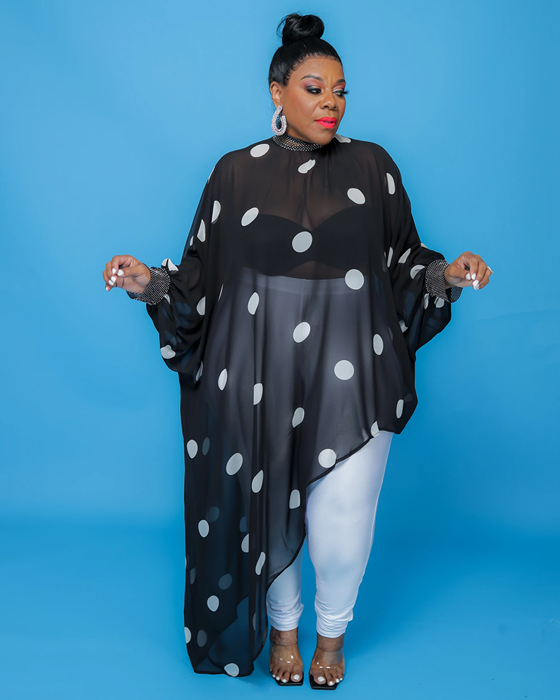 Polka Dot Tie Waist Asymmetric Crop Top