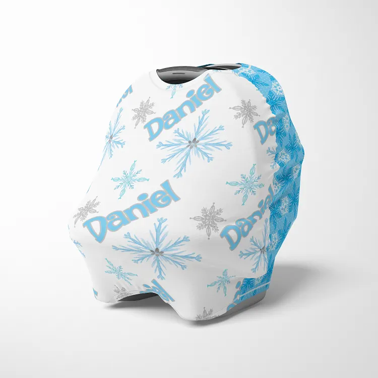 Personalized Blue Snowflakes Baby Car Seat Canopy| Canopyl153