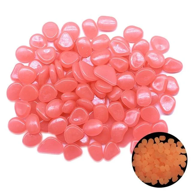 100pcs Glow in the Dark Pebbles Landscaping Glow Stones for Garden Pond Aquarium
