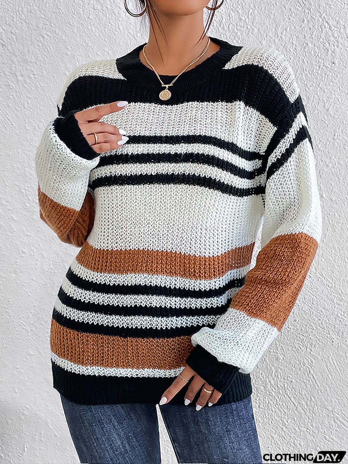 Striped Round Neck Sweater