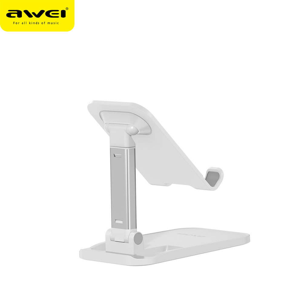 

AWEI X11 Phone Tablet PC Holder Folding 35 Degree Adjust Desk Support Stand, White, 501 Original
