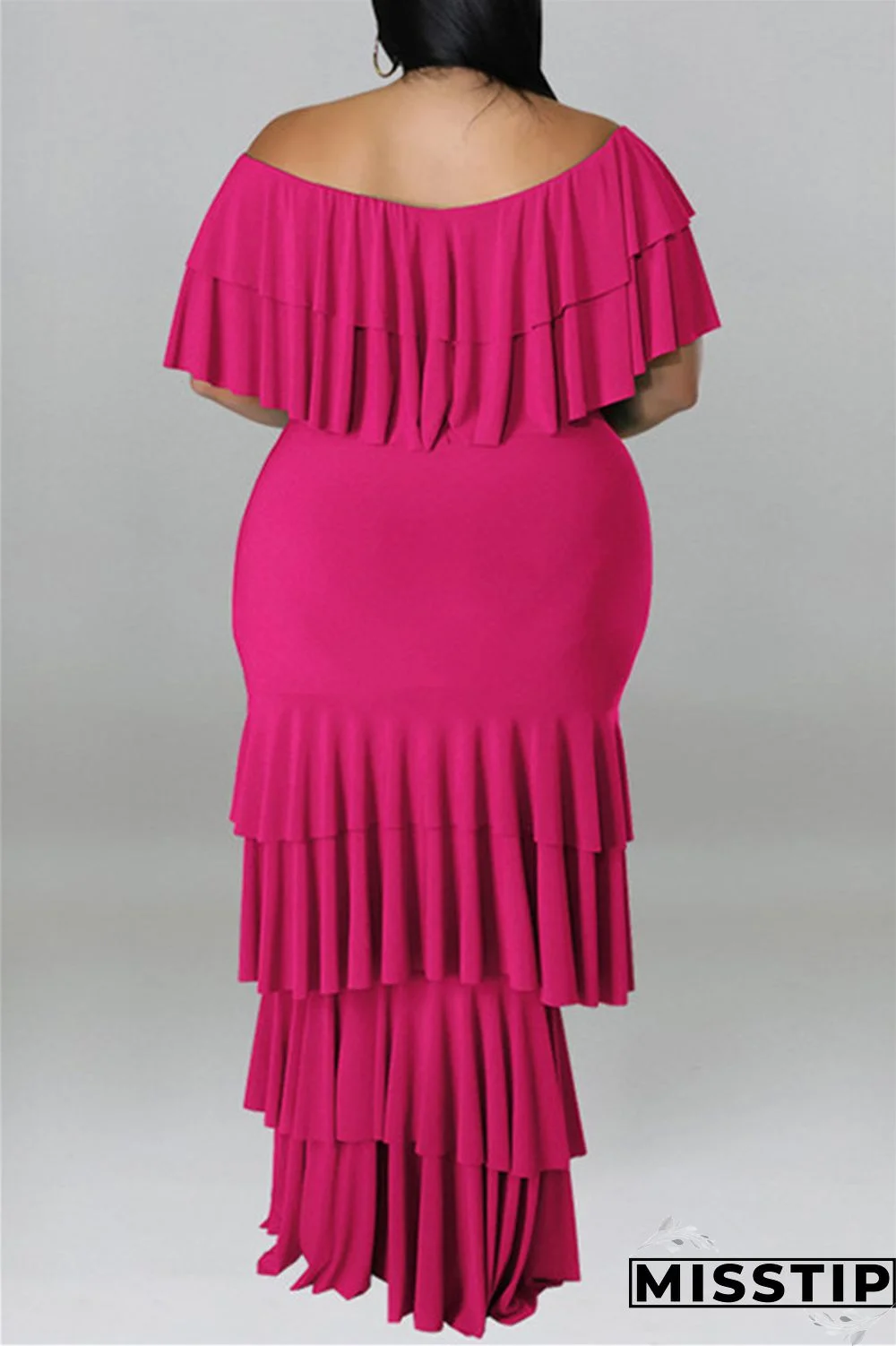 Black Fashion Casual Plus Size Solid Patchwork O Neck Short Sleeve Dress