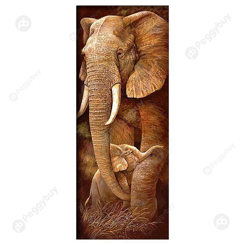 

25*55CM Round Drill Diamond Painting-Elephant, 501 Original