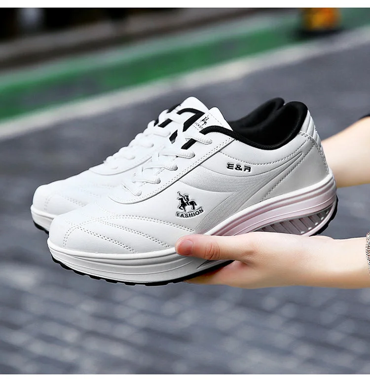 WGZNYN 2022 Platform Sport Shoes For Women Sneakers Pu Leather Breathable Comfortable Fashion Womens Walking Casual Shoes