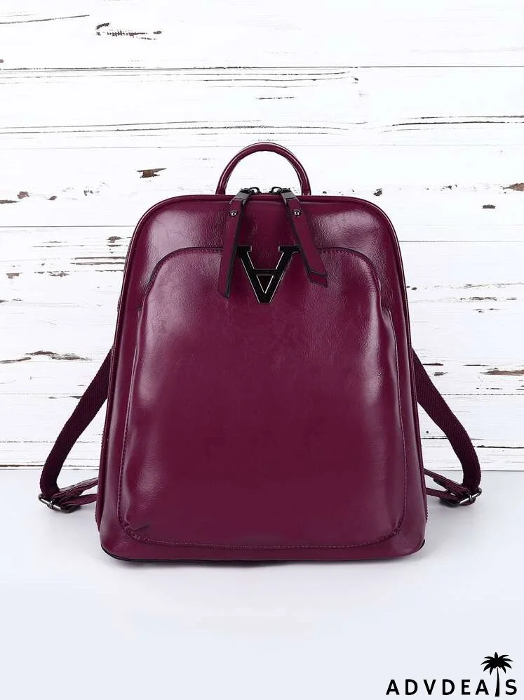Metal Decor Croc Embossed Classic Backpack