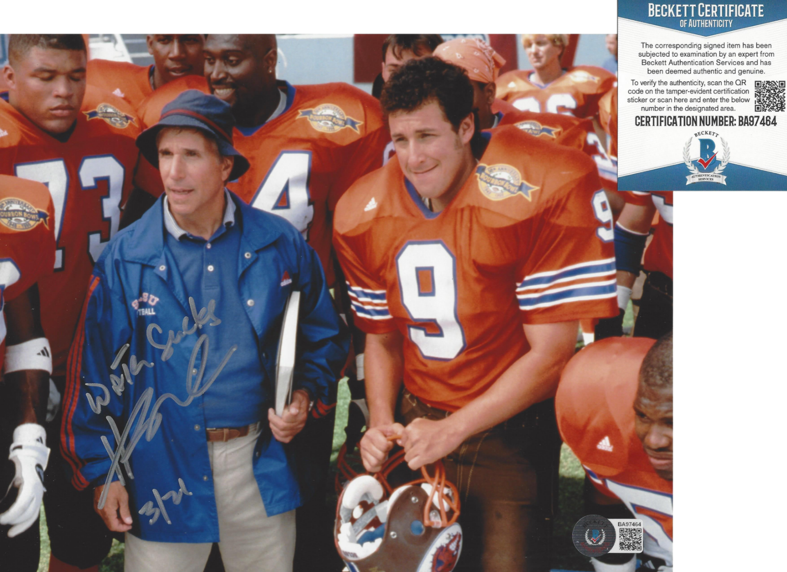 HENRY WINKLER SIGNED 'THE WATERBOY' 8x10 MOVIE Photo Poster painting ACTOR B BECKETT COA BAS