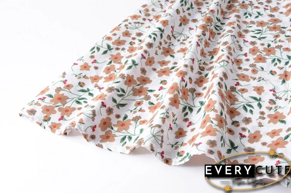 Disty Floral Ruffle Hem Elastic Waist Summer Dress