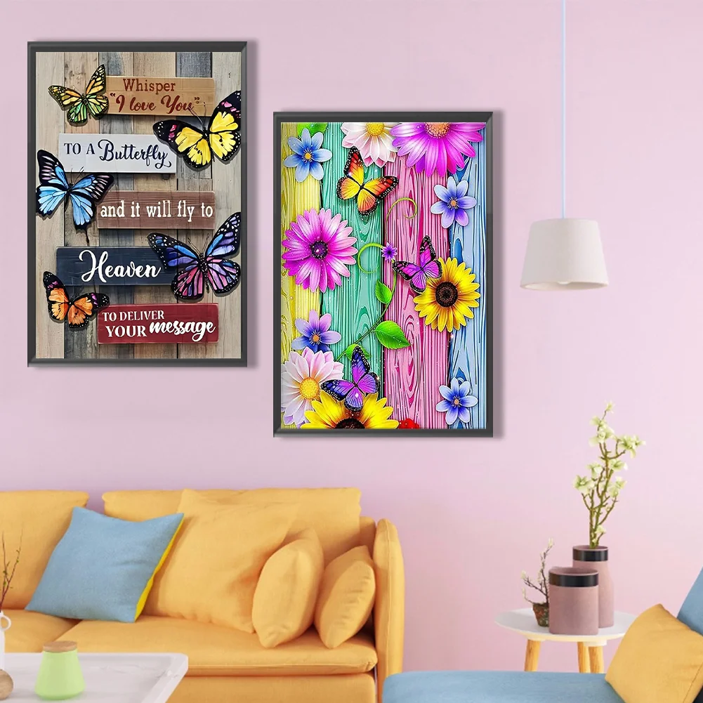 2pcs Diamond Painting - Full Round Drill - Butterfly(Canvas|40*60cm)