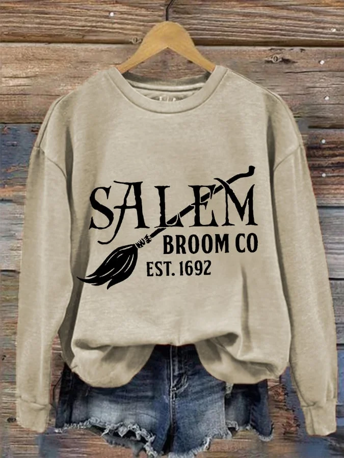 Women's Halloween Salem Broom Co EST.1692 Casual Sweatshirt socialshop