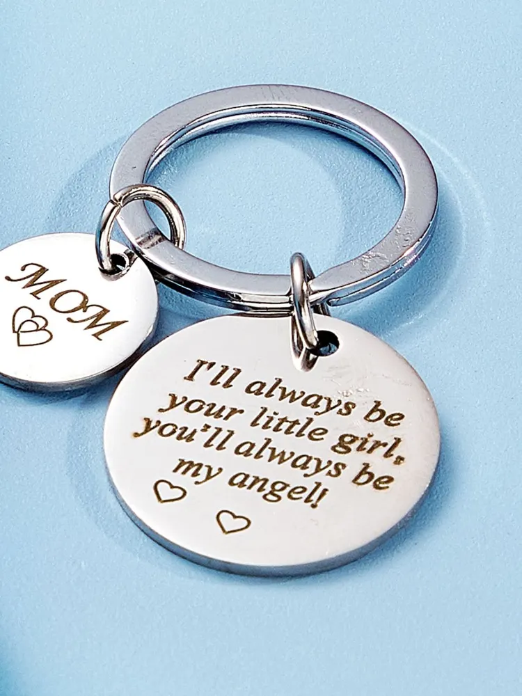 Slogan Design Round Charm Keychain