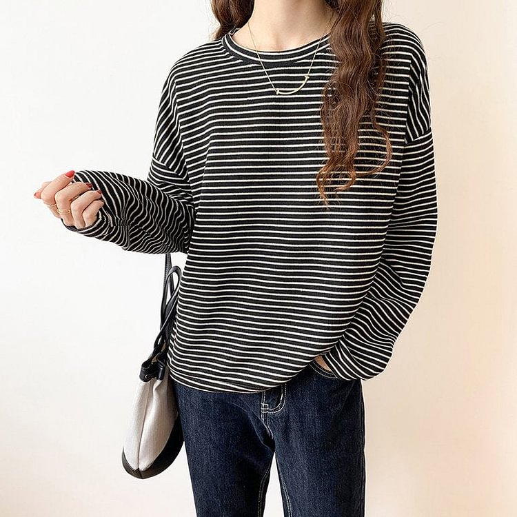 Striped Casual Long Sleeve Shirts & Tops
