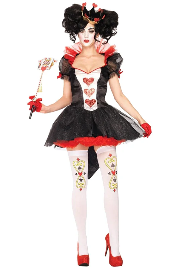 Women Queen Of Hearts Halloween Costume Black-elleschic