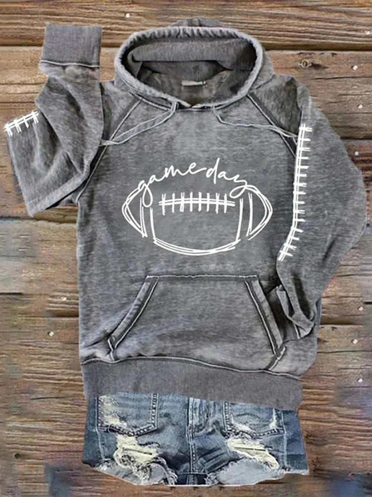 Gameday Footbll Lover Casual Pocket Hoodie