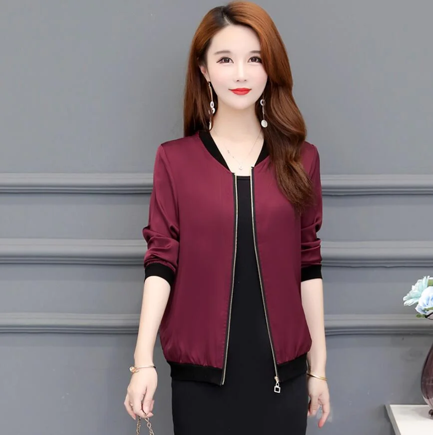 2020 Fashion Thin Jacket Women Autumn Baseball uniform Plus size Short Coat Long Sleeve Basic Jackets Loose Female Outwear