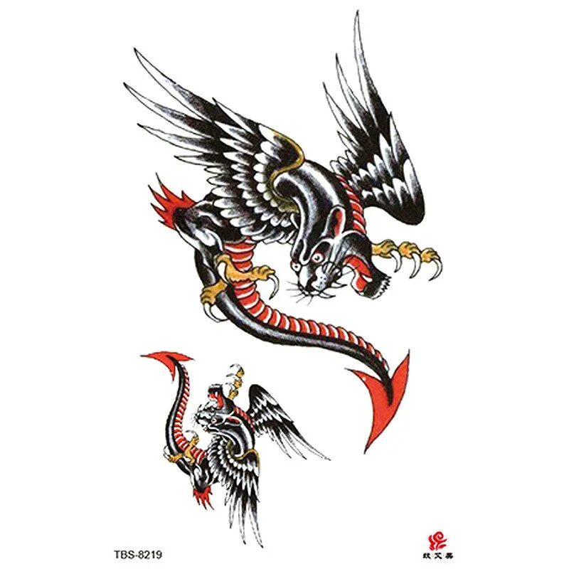 Sdrawing Temporary Tattoo Sticker Dark Snake Tattoos Flower Tatoos Body Art Geisha Water Transfer Clavicle Arm Fake Tatto