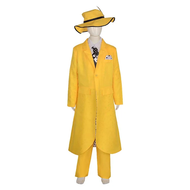 Kids Children The Mask Jim Carrey Yellow Suit Outfits Cosplay Costume Halloween Carnival