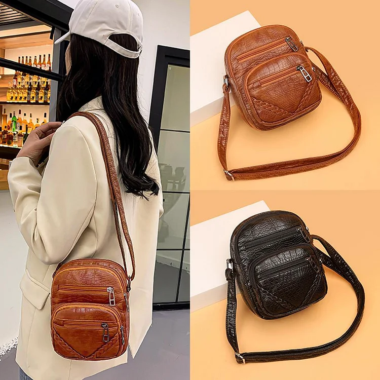 Vintage Women PU Leather Pure Color Shoulder Messenger Bag Small Handbag-Annaletters