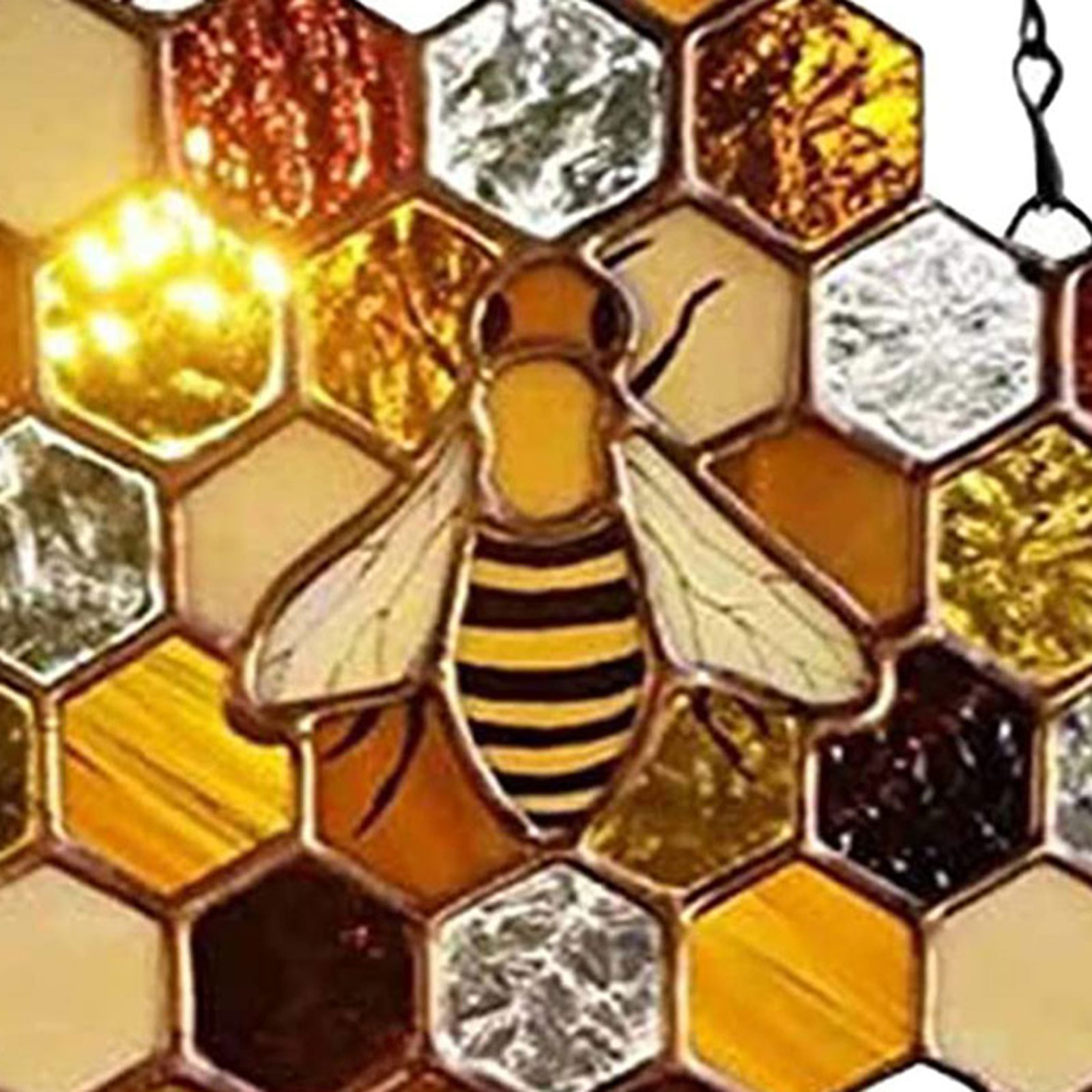 

Honey Bee Stained Glass Hanging Pendant Window Hanging Light Catcher Decor, 501 Original