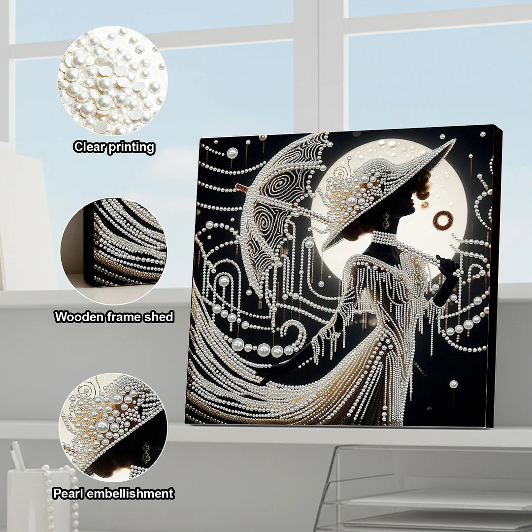 Art Deco Pearl Lady DIY Pearl Art Diamond Painting 30x30cm for Home Wall Decor