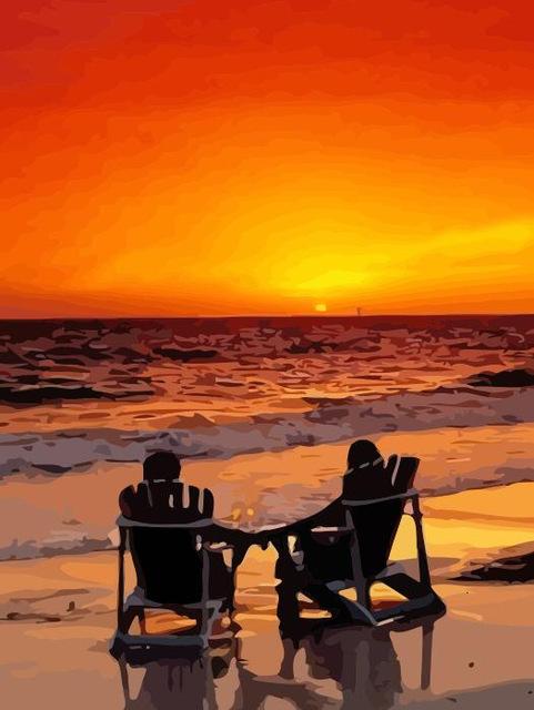 

Romantic Beach And Sunset – Paint By Numbers - 40*50CM, 501 Original