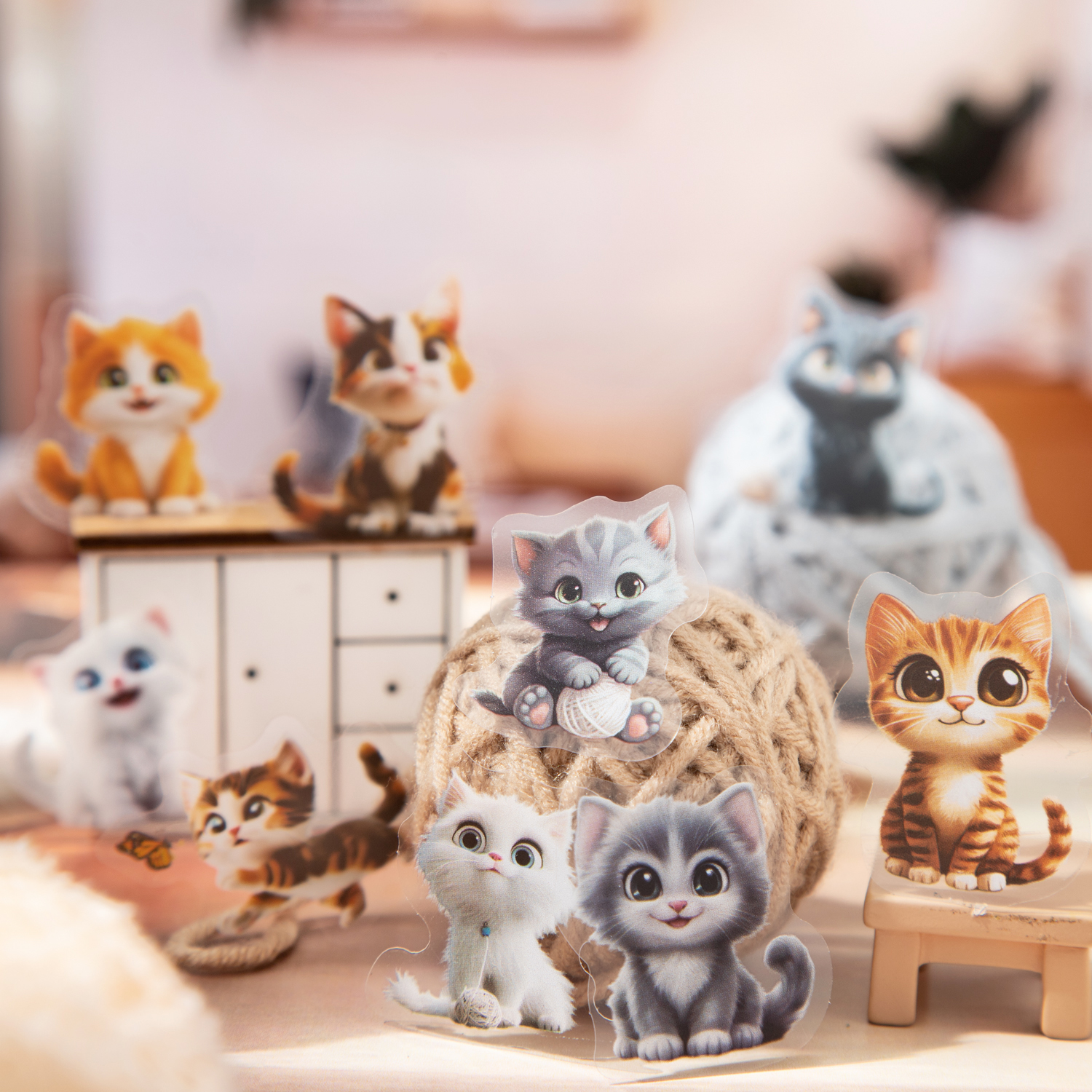 PET 스티커 - 야옹 야옹 인형 시리즈 귀여운 고양이들