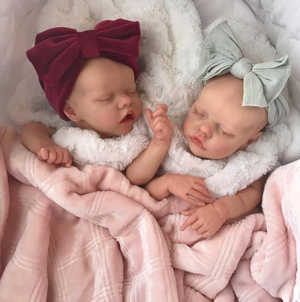 17" Sweet Sleeping Dreams Reborn Twins Sister Elsie and Frances Truly Baby Girl, Birthday Gift Rebornartdoll® RSAW-Rebornartdoll®