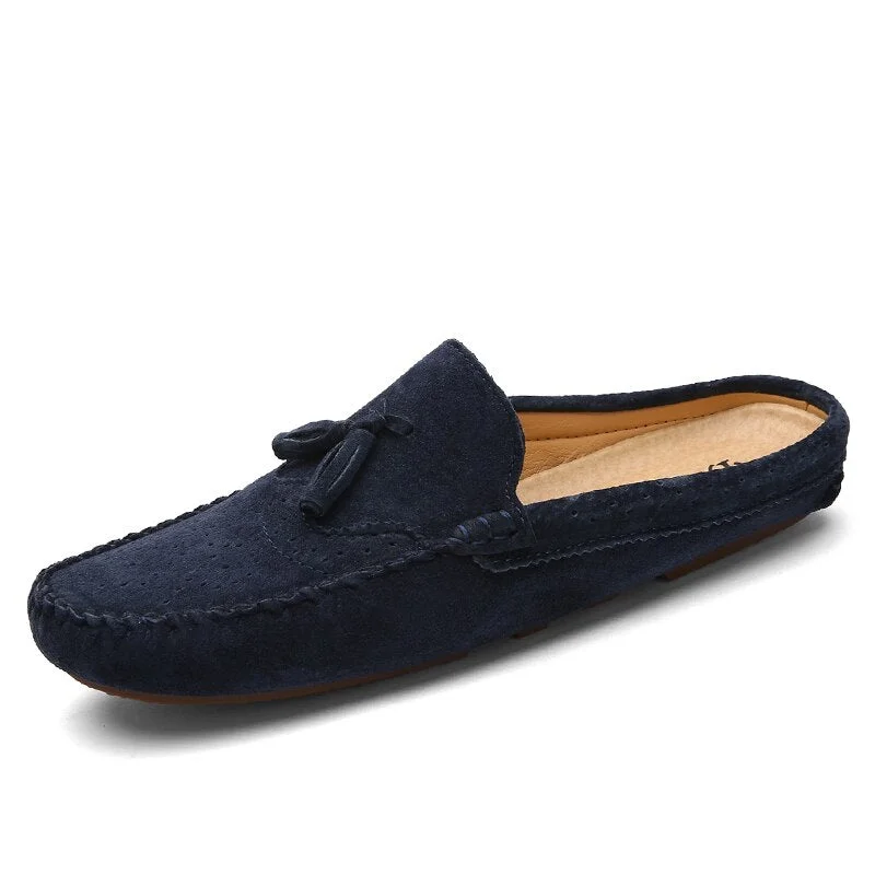 Half Shoes For Men Moccasins Summer Shoes Brand Handmade Fashion Slipon Male Driving Shoes Suede Leather Slippers Mens Loafers