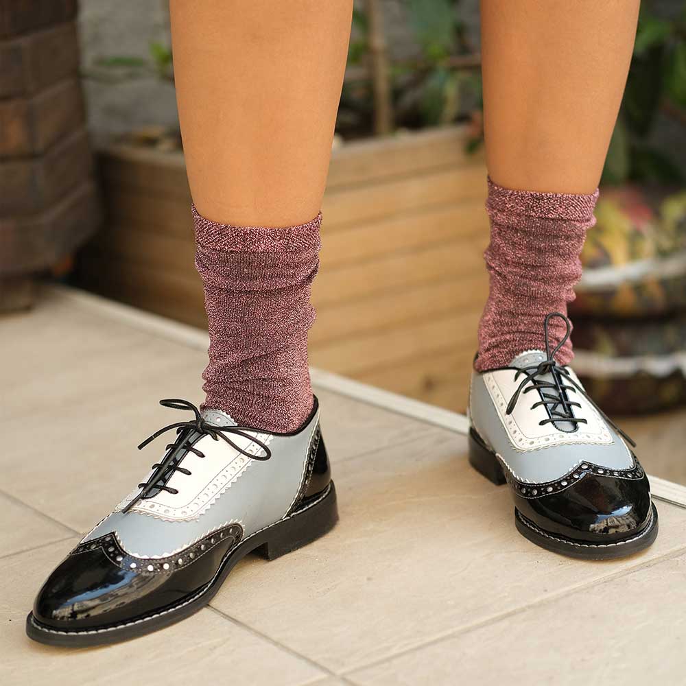 Multicolor Patent Leather Round Toe Flat Lace Up Comfy Oxford Shoes Nicepairs