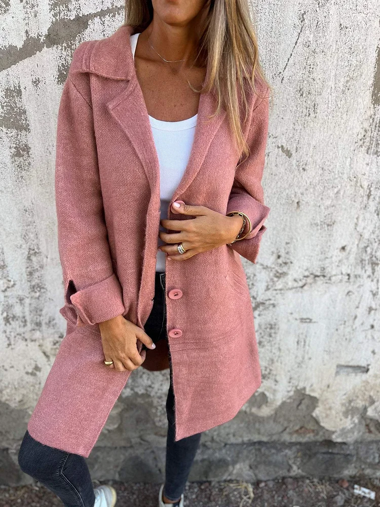 Casual Lapel Wool Single Breasted Long Coat