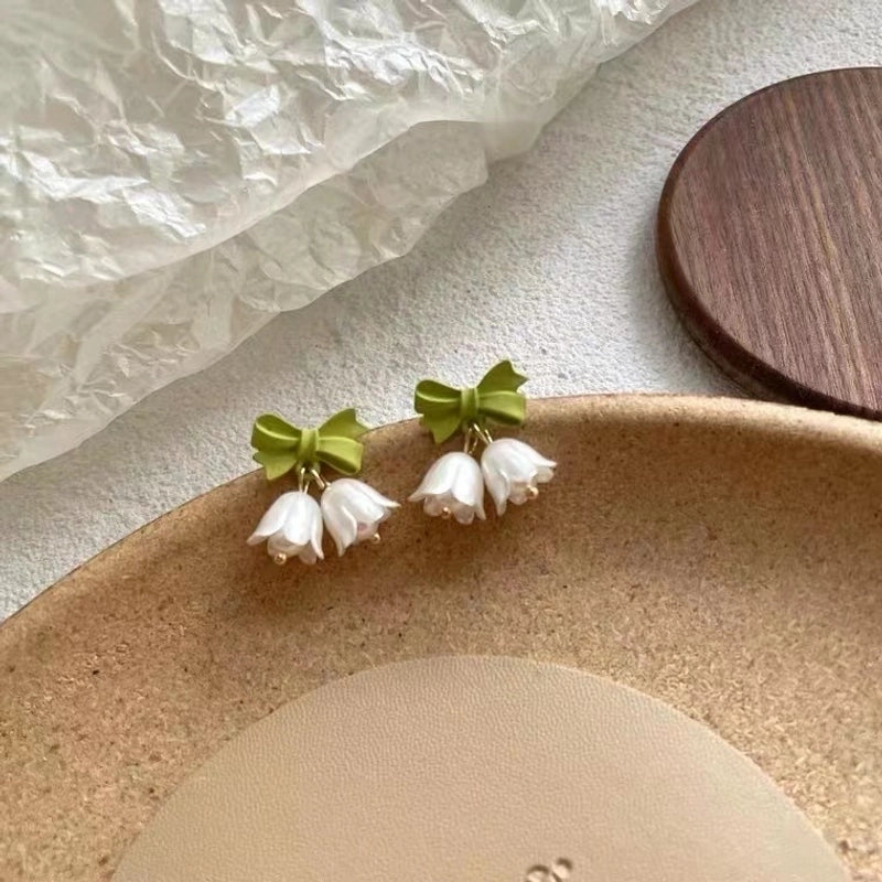 3 Pieces Sweet Heart Shape Rose Flower Inlay Imitation Pearl Alloy Rhinestones Earrings