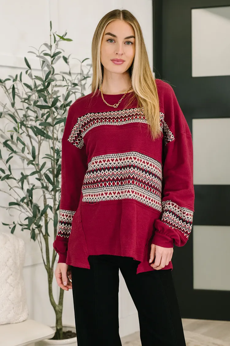 Don't Let Me Miss It Color Block Detail Top