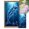 Crystal Blue Dolphin Full 11CT DIY Stamped Needlework Embroidery Kit Large Size 15.74x27.56inch Embroidery Needlepoint Starter Kits Cross Stitch Art and Crafts Kits for Beginners Home Decor