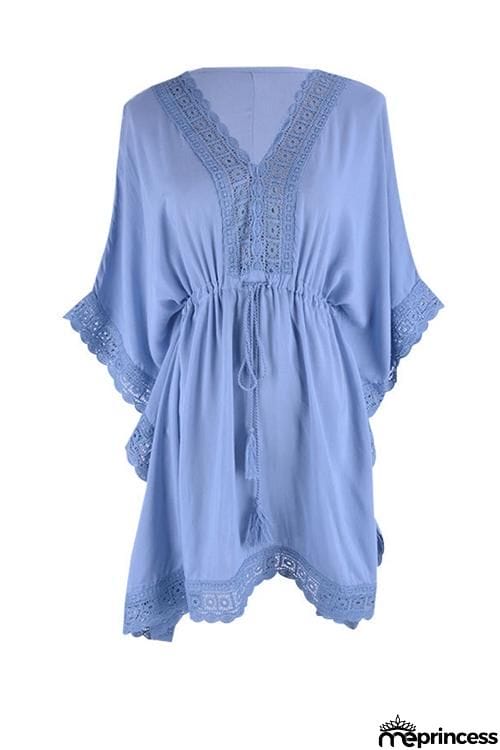 Lace V Neck Cover Mini Dress