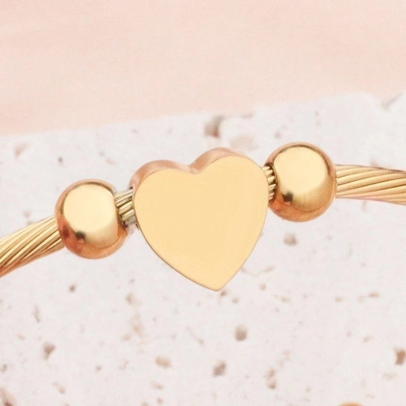 Fashion Heart Shape Titanium Steel Rings Bracelets4