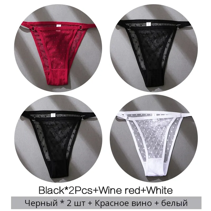 FINETOO M-2XL Sexy Panties Women Dot Lace Bikini Underpants Low Waist Lace Underwear Plus Size Panty Ladies Lingerie Girls Panty
