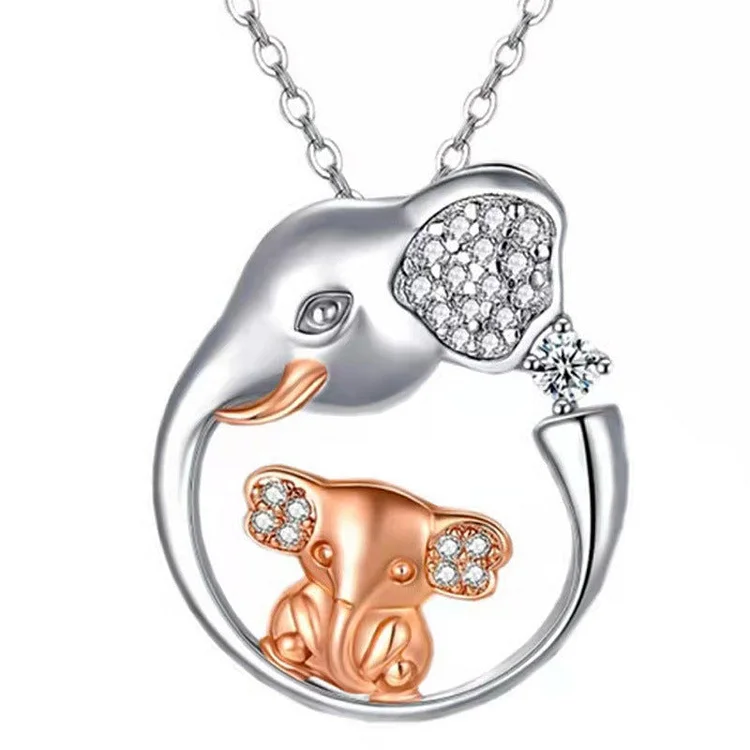 Love Shaped Child Mother Elephant Pendant Necklace Simple Letter Pendant Jewelry socialshop