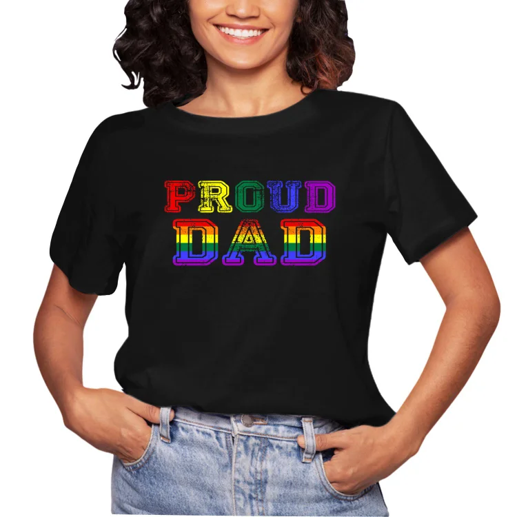 Women Casual Tee Proud Dad Lgbt Pride Awareness Month Tie Dye T Shirt For Men - Heather Prints Shirts