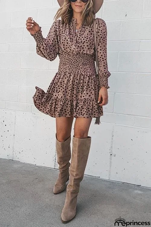 Dot Long Sleeve Mini Dress