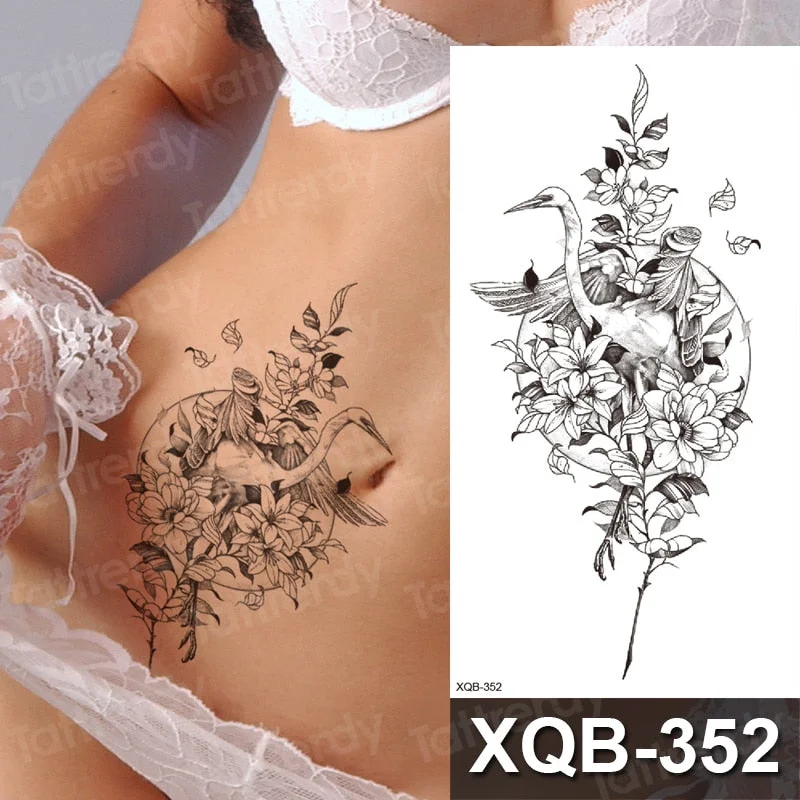 temporary tattoo flower snake dragon anime sexy body art stickers black lion skull tattoo sleeve for women men boys sexy decal