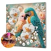 Fleurs oiseaux bricolage, set de peinture perl&eacute;e avec forme sp&eacute;ciale avec cadre 25x25cm